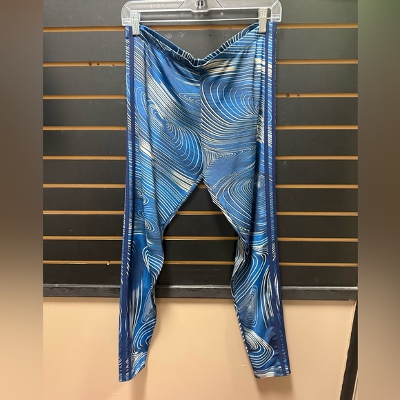 Adidas Originals Geology Wavy Print Mid Rise Stretch Leggings Running Pants L - Picture 1 of 3